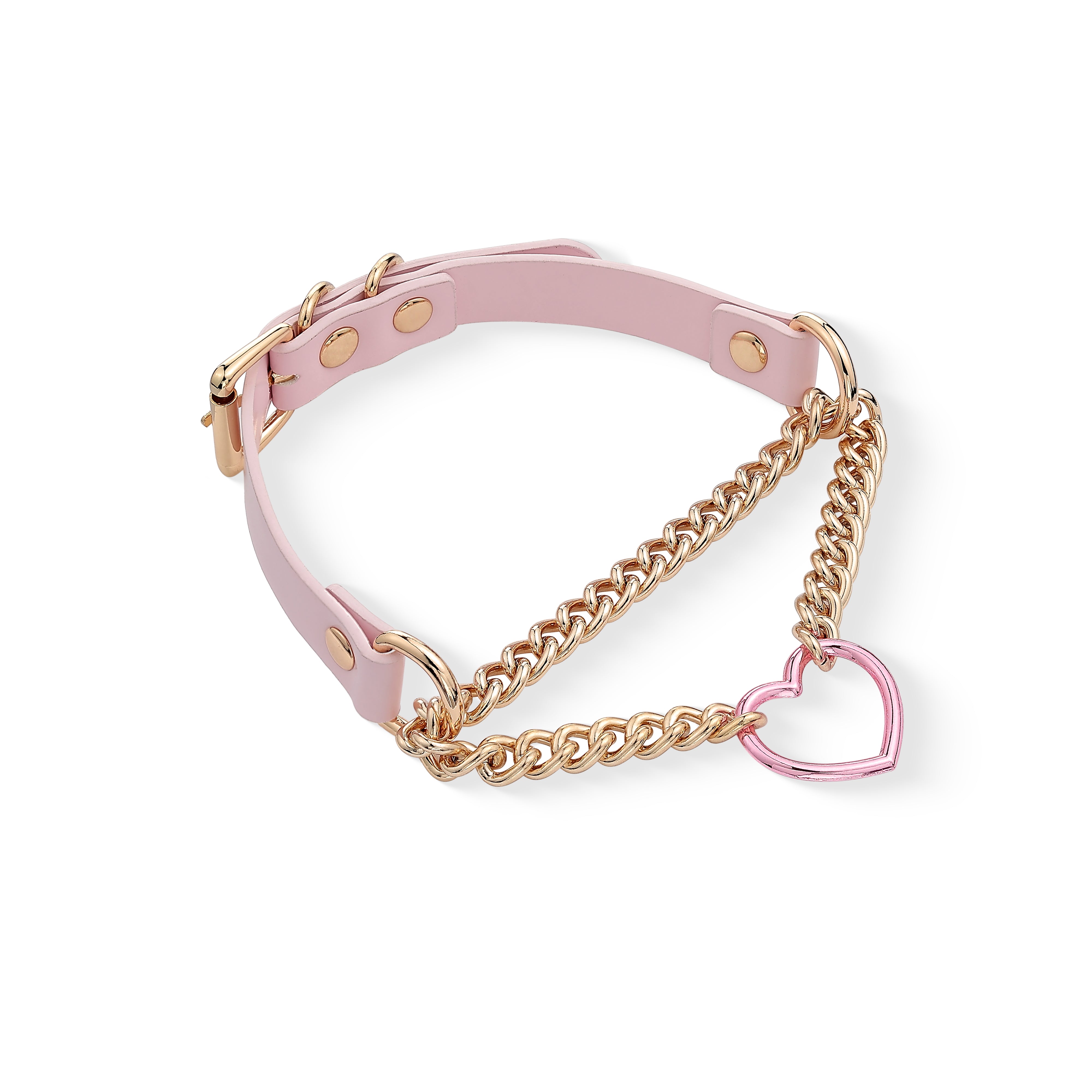 Pink Martingale Buckle choker in Gold – ademishia